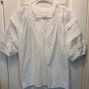 Rails White Smocked Blouse